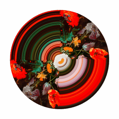 Glitch Round Carpet Half Red